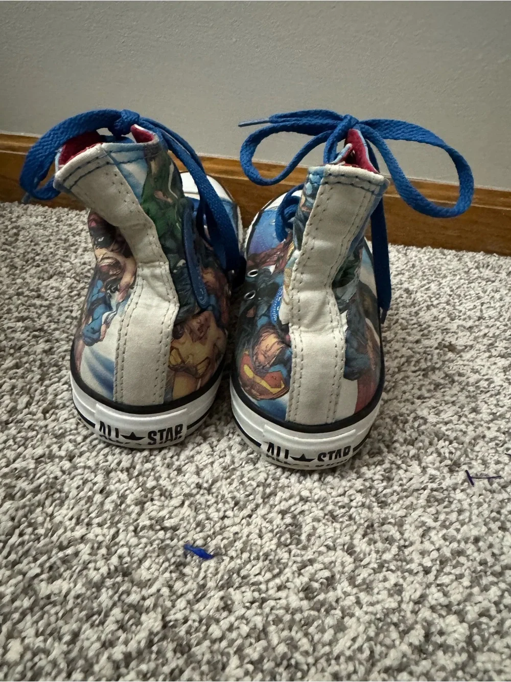 Men’s Converse High Top Sneaker - Blue Multicolor Marvel Superhero Print Size 5 - Picture 7 of 9